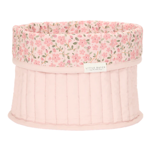 Small Reversible Quilted Storage Basket: Pink Fairy Garden