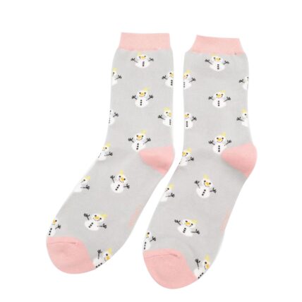 Little Snowmen Silver Women's Bamboo Socks