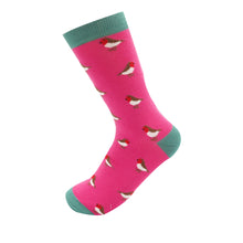 Load image into Gallery viewer, Hot Pink Little Robins Bamboo Socks