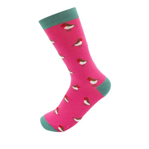 Hot Pink Little Robins Bamboo Socks
