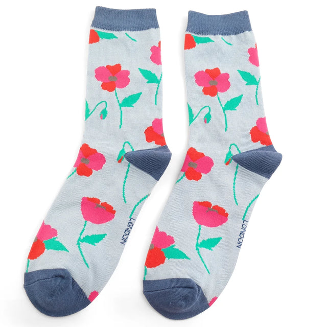 Poppy Powder Blue Ladies Socks