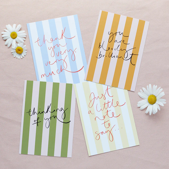 Set Of 4 Stripe Postcards