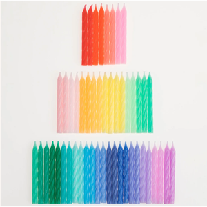 Rainbow Twisted Cake Candles - 50 Set