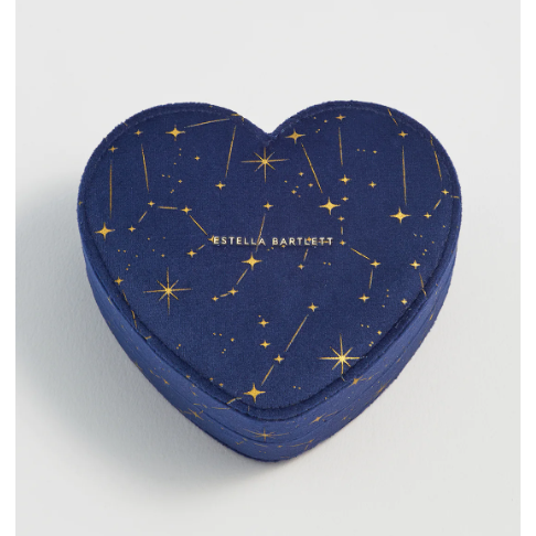 Navy Velvet Celestial Heart Jewellery Box