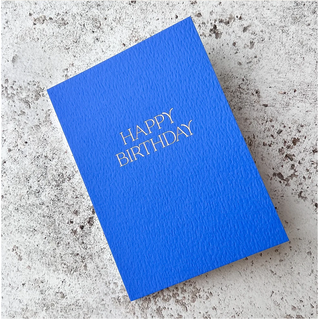 Blue Foiled Happy Birthday Card