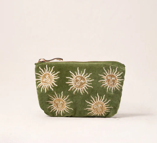 Sun Goddess Fern Green Velvet Coin Purse