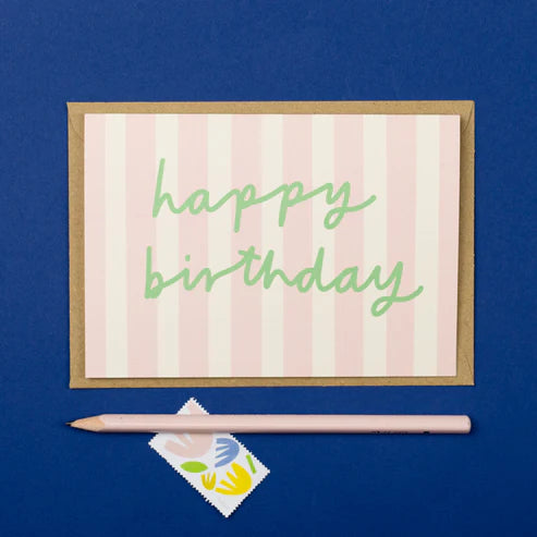 Birthday Pink Stripes Card