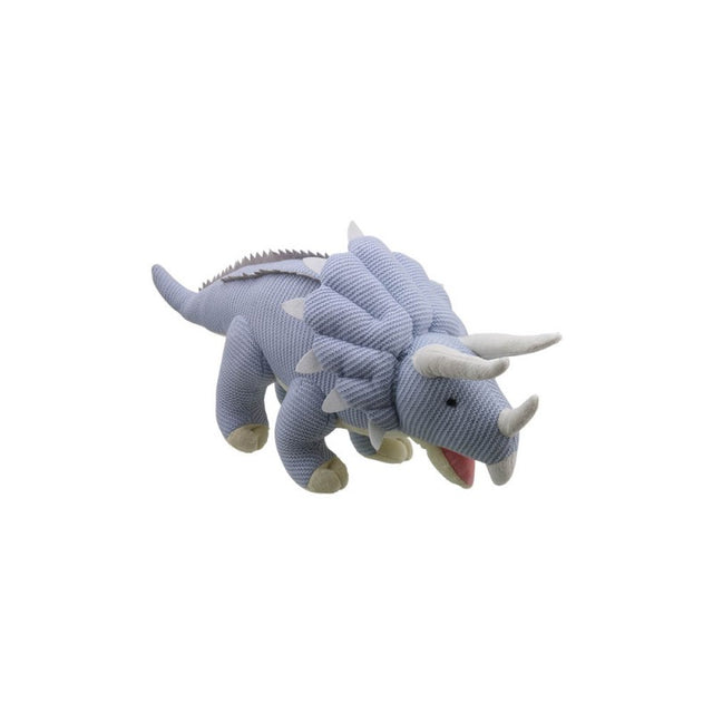 Knitted Small Blue Triceratops Toy