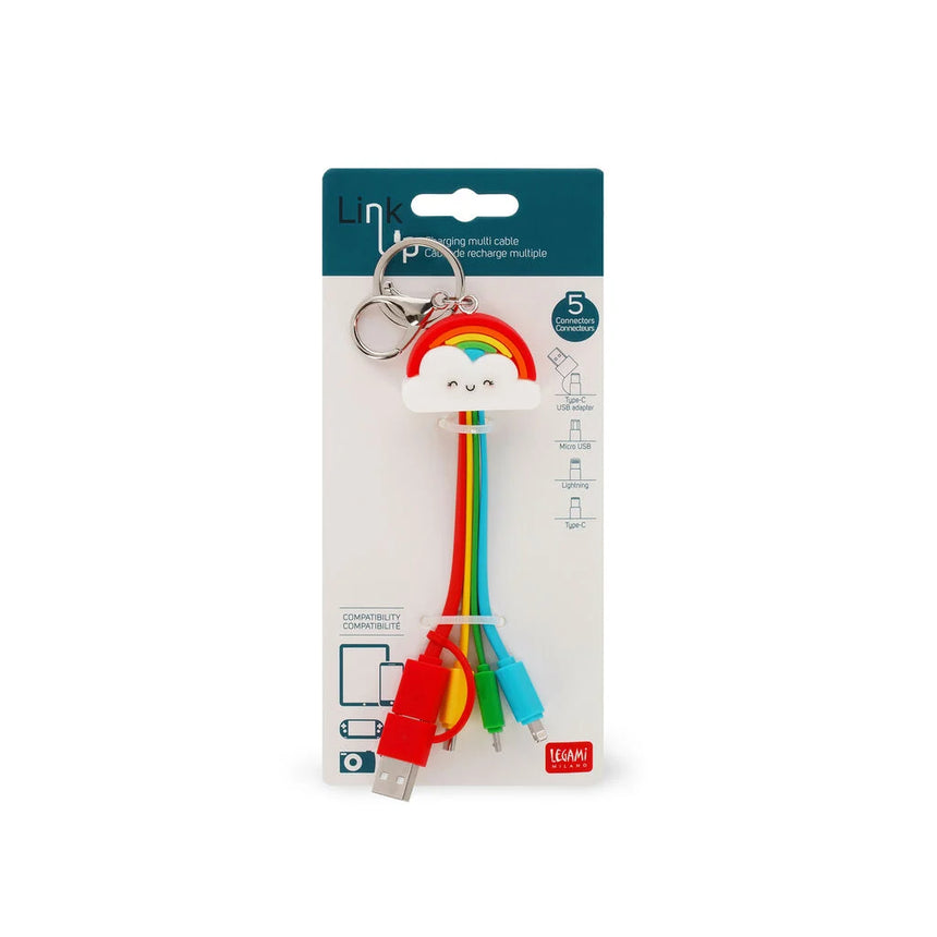 Rainbow 6-in-1 Keychain Charging Cable