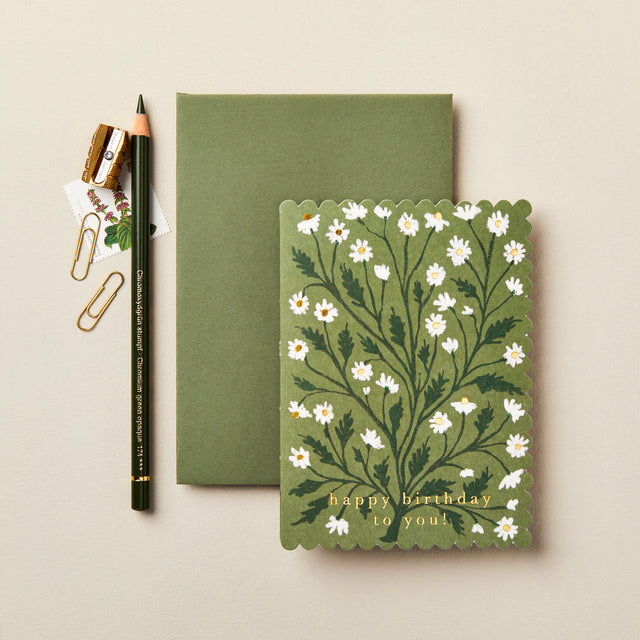 Happy Birthday Daisies Scallop Card