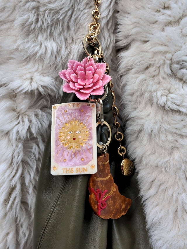 Hand-painted Sun Tarot Card Bag Charm