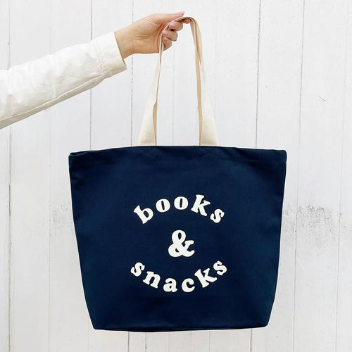 Books & Snacks Navy Tote Bag