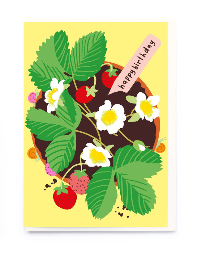 Strawberry Pot Birthday Card