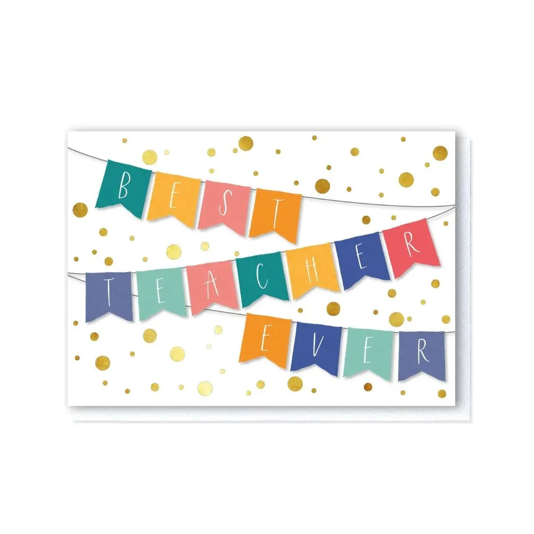 Best Teacher Bunting Card