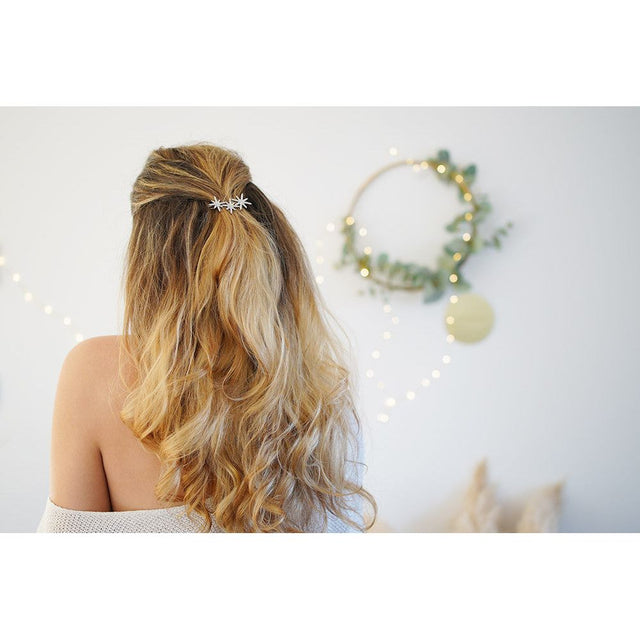 Silver Crystal Stars Hair Clip