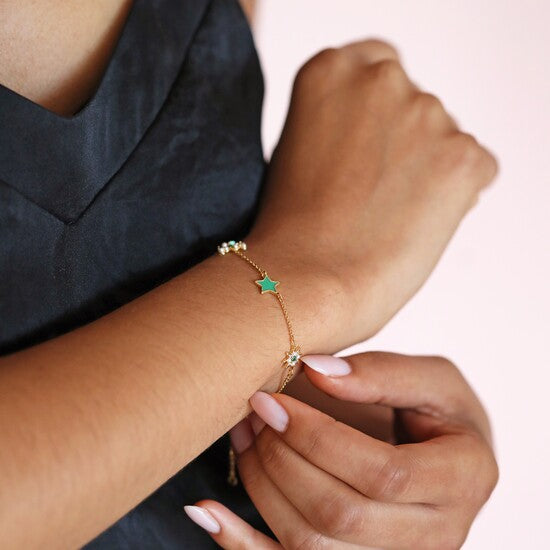 Gemstone Pearlescent Gold Bracelet