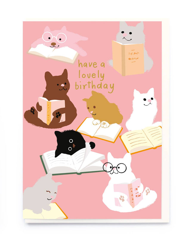 Cats Reading Birthday Card
