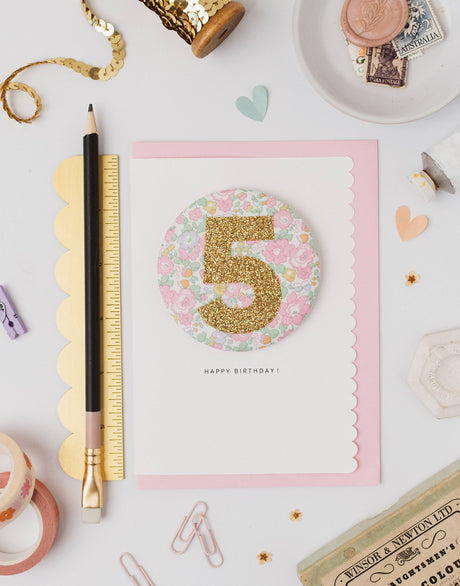 Age 5 Liberty Birthday Badge Card