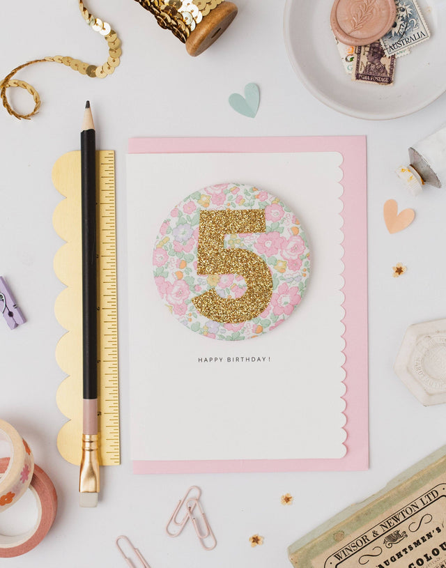 Age 5 Liberty Birthday Badge Card