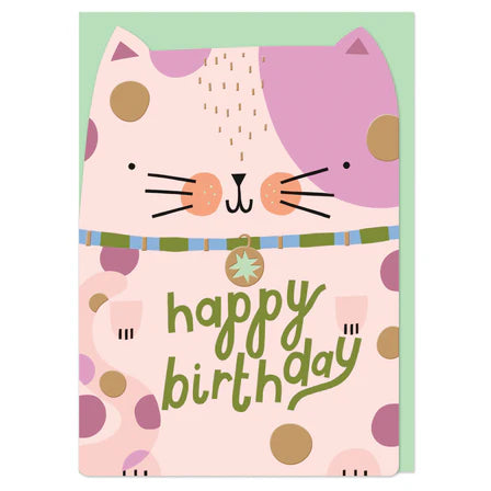 Pink Birthday Cat Card