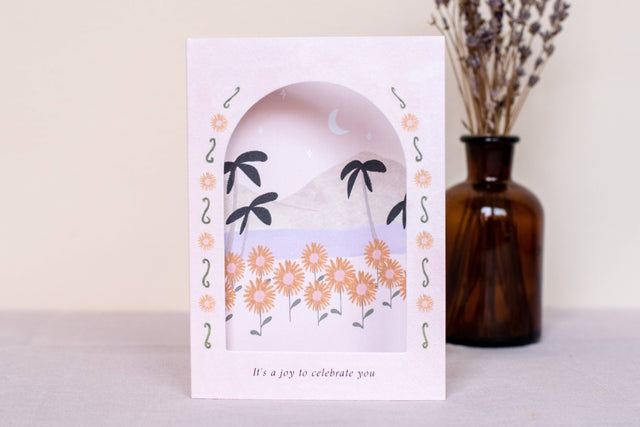 A Joy To Celebrate You Sunflower Arch Window Card