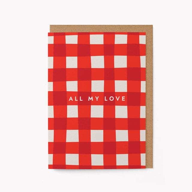 All My Love Gingham Card