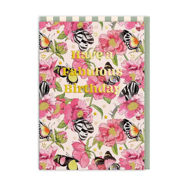 Butterflies & Peonies Birthday Card