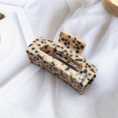 Taupe Spot Print Resin Claw Clip