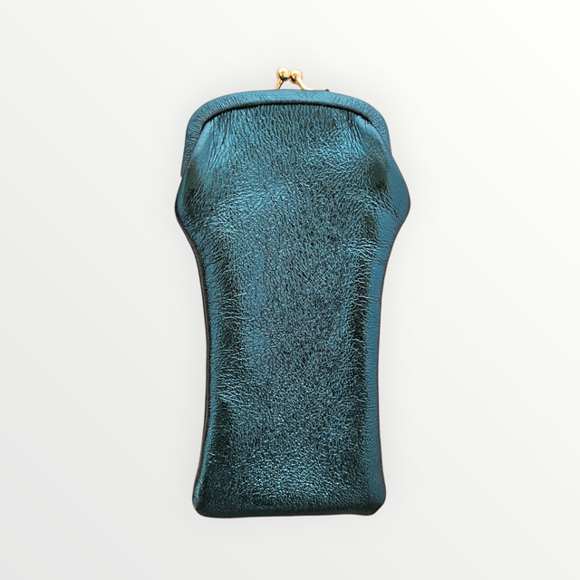 Petrol Blue Leather Glasses Case