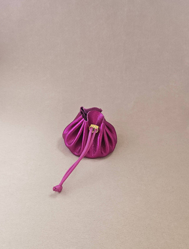 Fusia Leather Drawstring Pouch