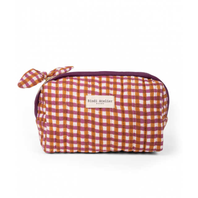 Tara Camel Gingham Make Up Pouch