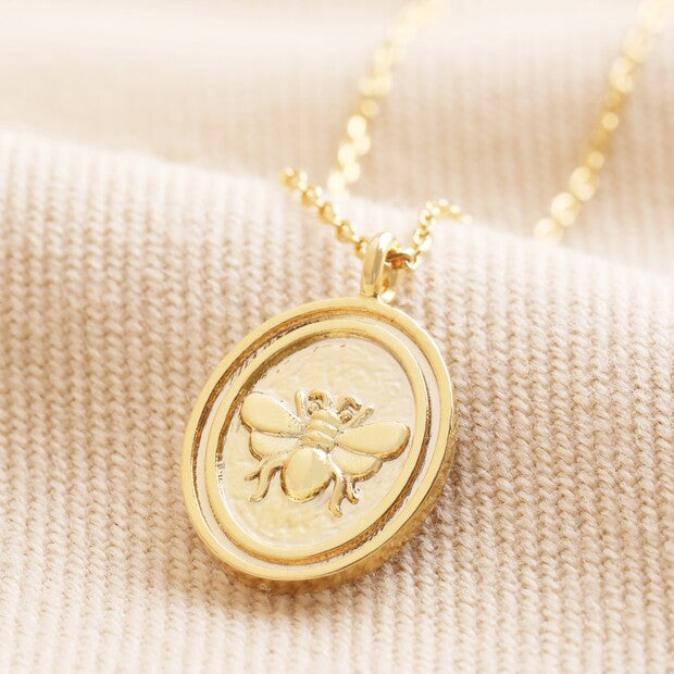 Bee Disc Pendant Necklace