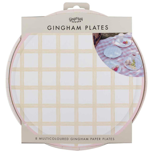 Pastel Gingham Paper Plates