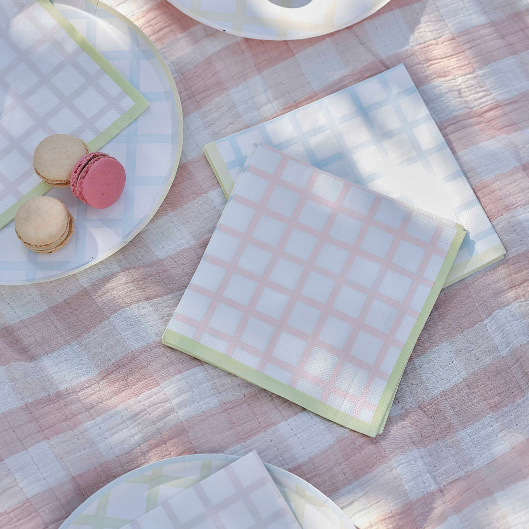 Pastel Gingham Paper Napkins