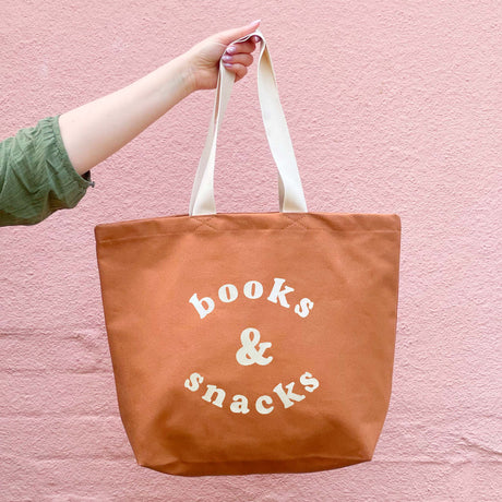 Tan Books & Snacks Bag