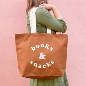 Tan Books & Snacks Bag