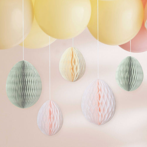 Pastel Honeycomb Hanging Egg Decorations