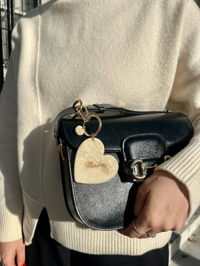 Hand-Painted Mama Heart Bag Charm