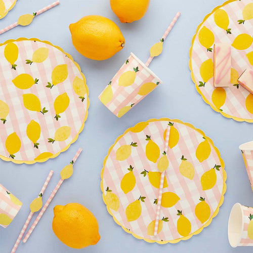 Lemon & Gingham Paper Plates