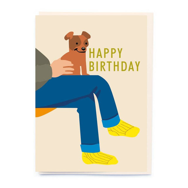 Dog On Lap Birthday Card
