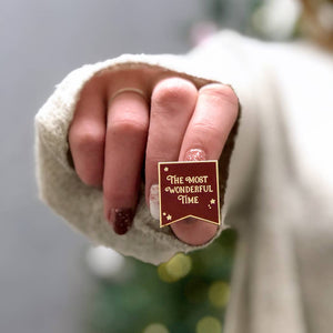The Most Wonderful Time Red Enamel Pin Badge