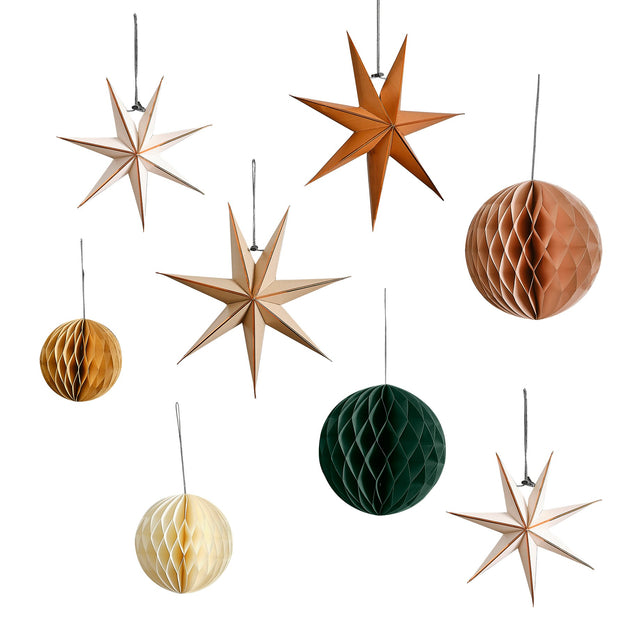 Stars & Honeycomb Hanging Christmas Decorations