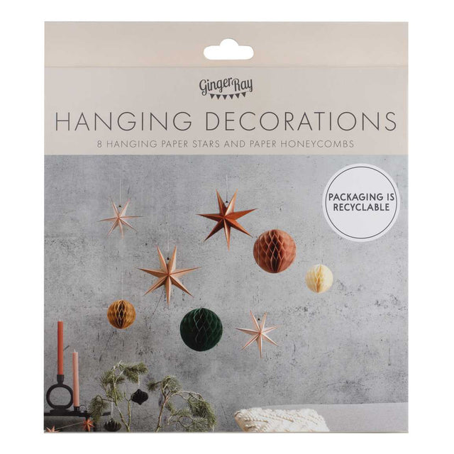 Stars & Honeycomb Hanging Christmas Decorations