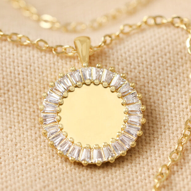 Crystal Edge Disc Gold Necklace