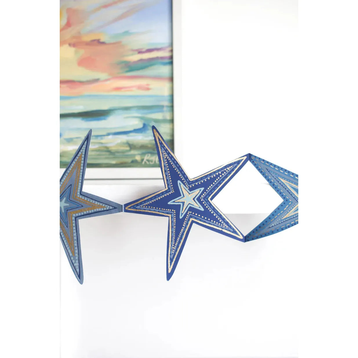 Blue Stars Concertina Garland