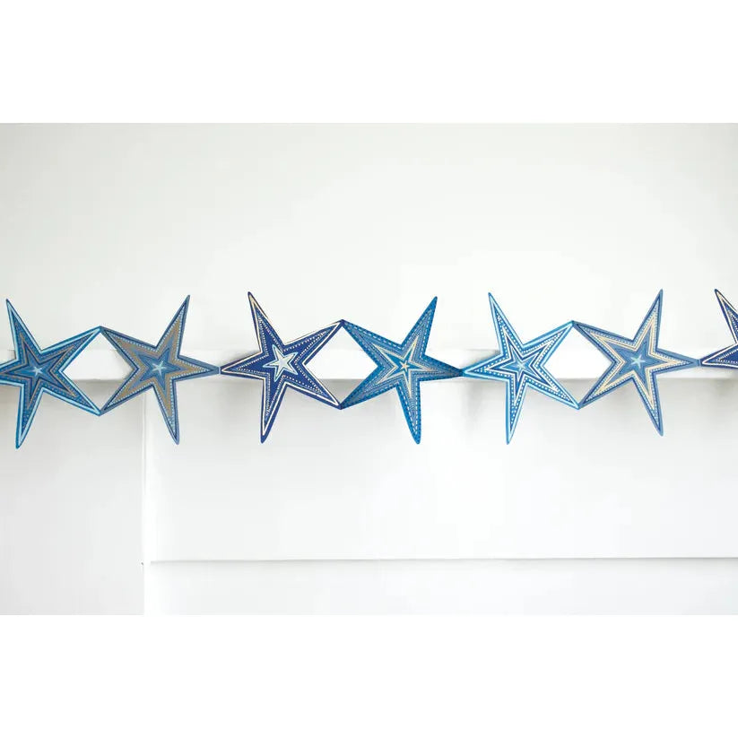 Blue Stars Concertina Garland