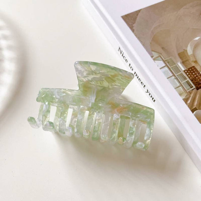 White & Green Wide Tooth Claw Clip