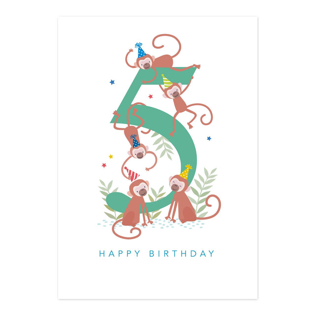 Age 5 Monkey Card