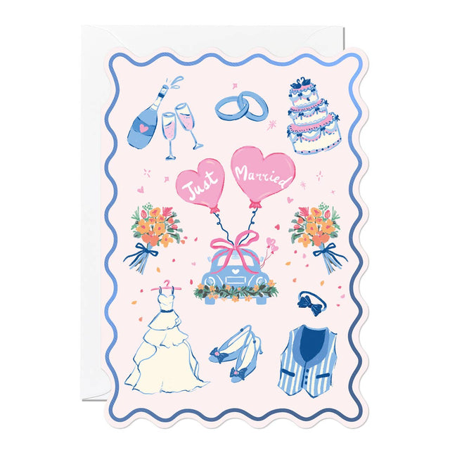 Just Married Wavy Card