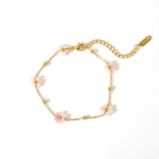 Pink Daisy Chain Bracelet